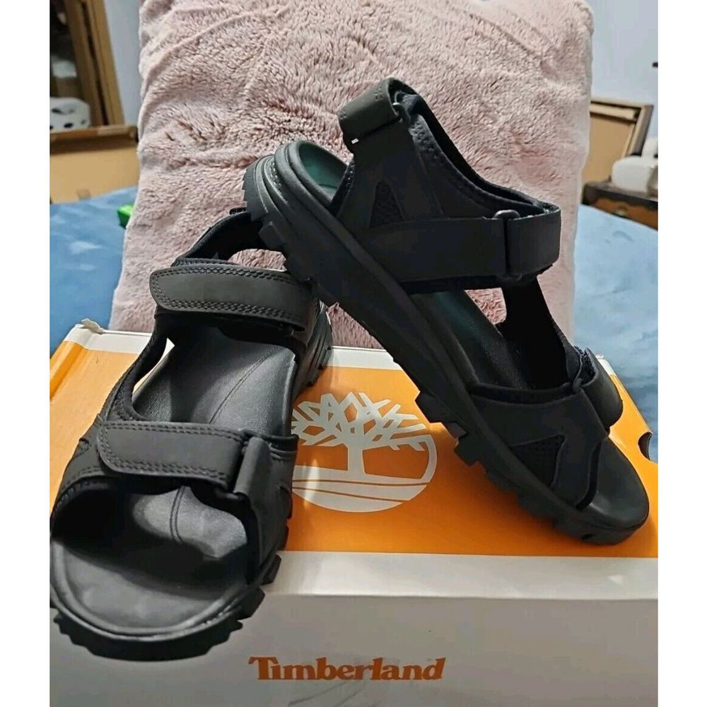 Timberland Sandals Black Leather Sz 9 Women's